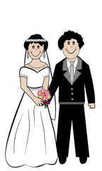 Pareja de novios de boda.