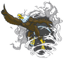  Muscular Bald Eagle Mascot Ripping Out Background