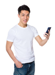 Young man talk to cellphone