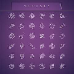 Viruses Thin Icons Set