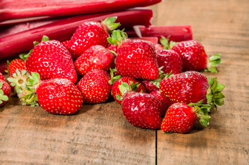 Strawberries and rhubarb for jelly