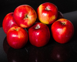 Red apples on kitchen counter