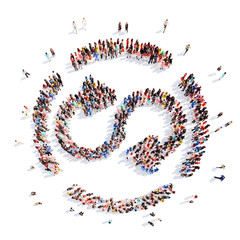 People in the form of arrows.