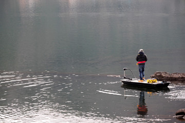 Man Fishing Lake.