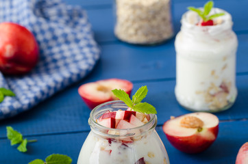 Domestic yogurt with fruit and granola