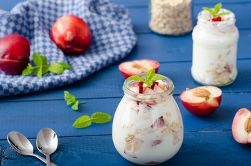 Domestic yogurt with fruit and granola