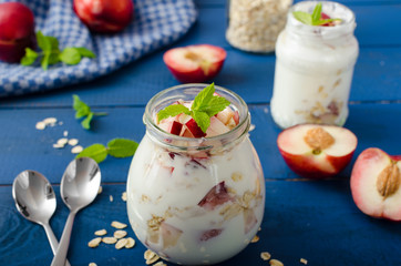 Domestic yogurt with fruit and granola