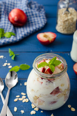 Domestic yogurt with fruit and granola