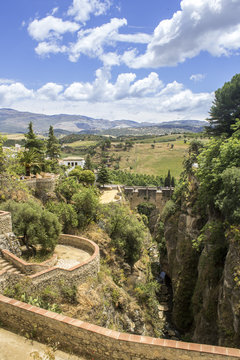 Ronda, view over Puente Viejo, old bridge. Spain