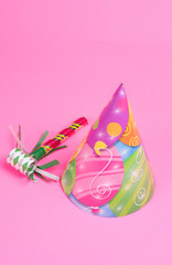 Party Hat on Pink Background