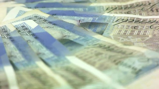 Fast spin of unfolded 20 Pound notes