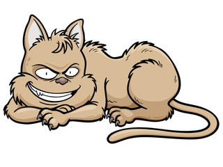 Mischievous Cartoon Cat with a Grinning Face