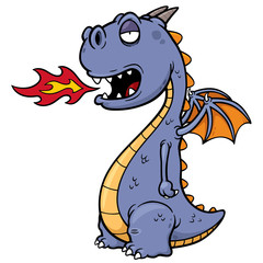 Vector illustration of Cartoon dragon fire