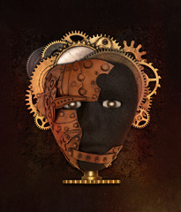 African mask. Metal collage. Photo elements combined