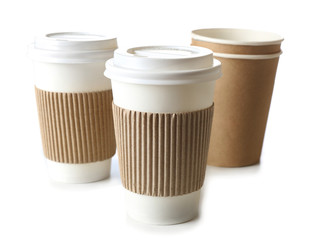 Paper cups isolated on white