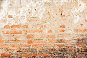 Grunge red brick wall background.