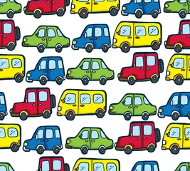 Stickers pour porte Course de voitures cartoon car seamless pattern