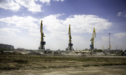 gantry cranes in the river port