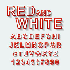 red and white font design set