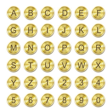 glossy golden font design set