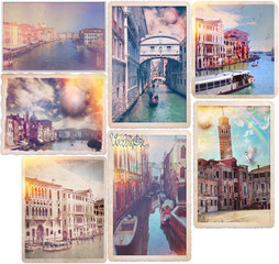 Venice - old fashioned postcards collage
