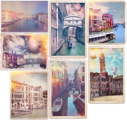 Raamstickers Venice - old fashioned postcards collage © Rosario Rizzo