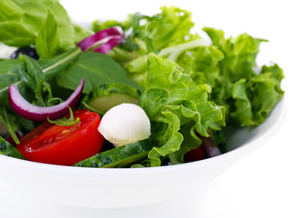 fresh vegetable salad in bowl close up