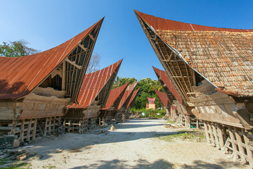 Batak houses on the Samosir island, lake Toba, Indonesia, North © Mazur Travel