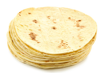 Flour tortillas isolated on white