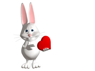 Hase Herz Liebe 3D weiß zeigen Comic