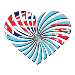 Fiji 3D heart shaped flag