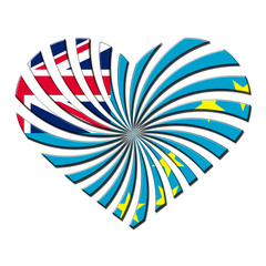 Tuvalu 3D heart shaped flag