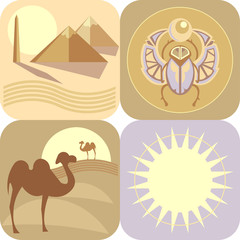 Egyptian landmarks, a trip to Egypt, vector icons