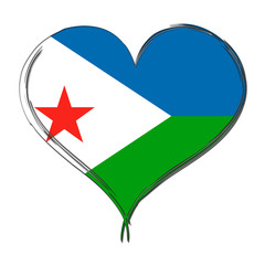 Djibouti 3D heart shaped flag