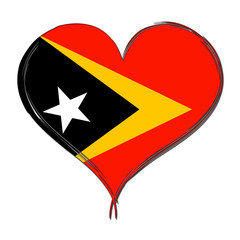 East Timor 3D heart shaped flag