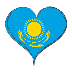 Kazakhstan 3D heart shaped flag