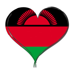 Malawi 3D heart shaped flag
