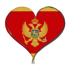 Montenegro 3D heart shaped flag