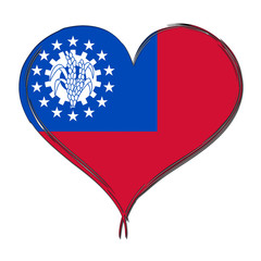 Myanmar 3D heart shaped flag