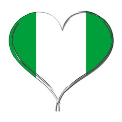 Nigeria 3D heart shaped flag