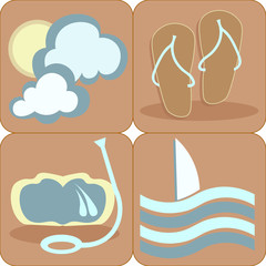 Leisure at sea, vector icons, flat style