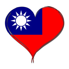 Taiwan 3D heart shaped flag