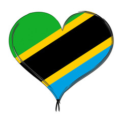 Tanzania 3D heart shaped flag