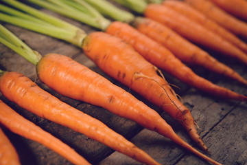 Baby carrots, fresh vegetables grown with pesticides and non-tox