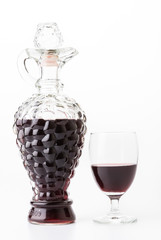 Red wine and grapes