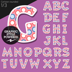 Vector children alphabet set in funny dots style. Uppercase letters