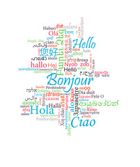 Hello international word cloud text