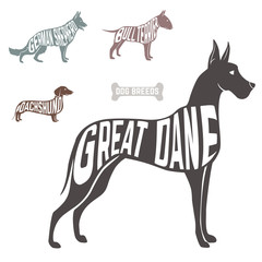 Concept silhouette of  with text inside isolated black on white