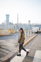 Naklejka premium young beautiful asian hipster woman