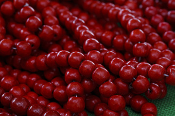 bright red beads
